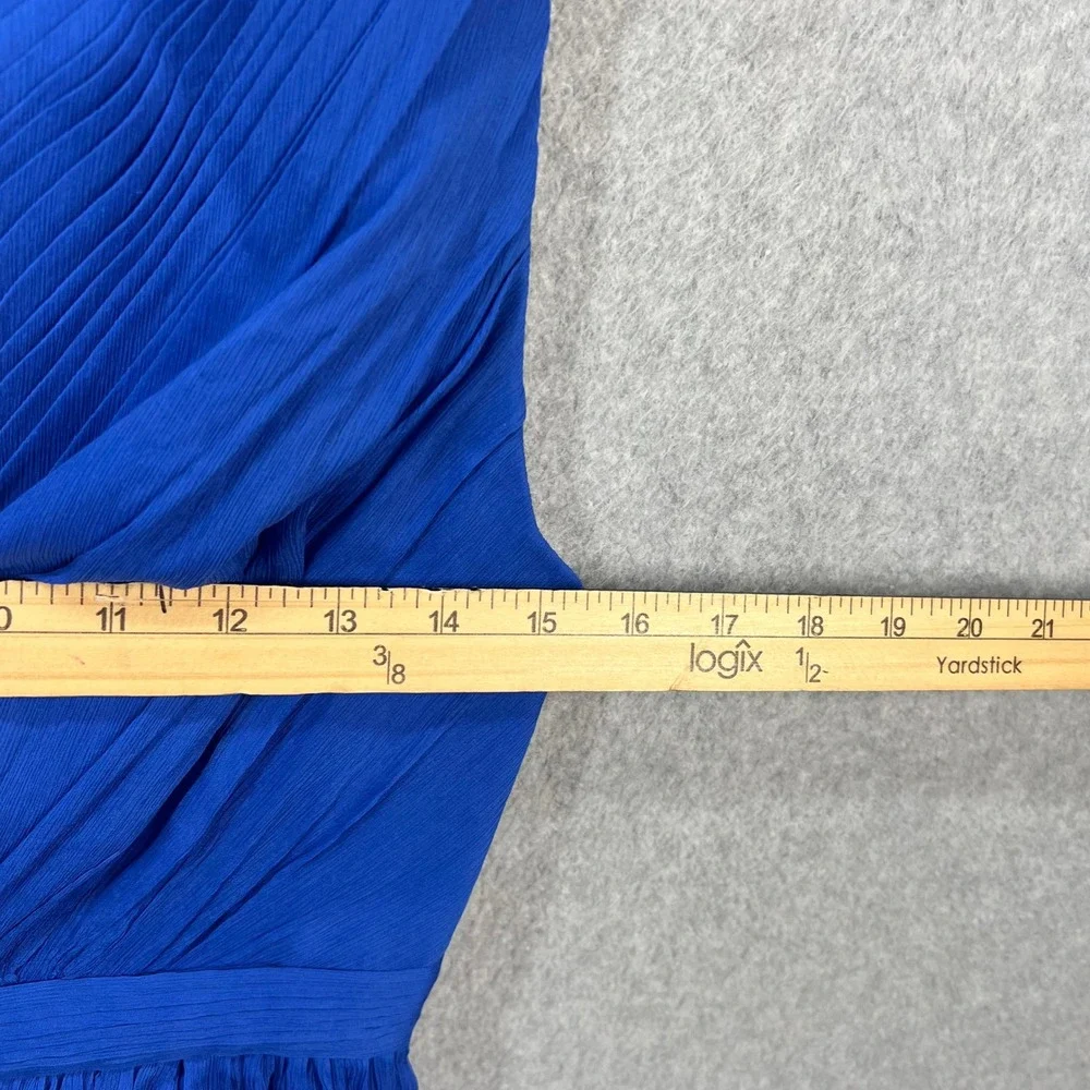 J. Crew Blue Silk Chiffon Pleated Sleeveless Cocktail Dress 42103 Womens 6P - Picture 4 of 8